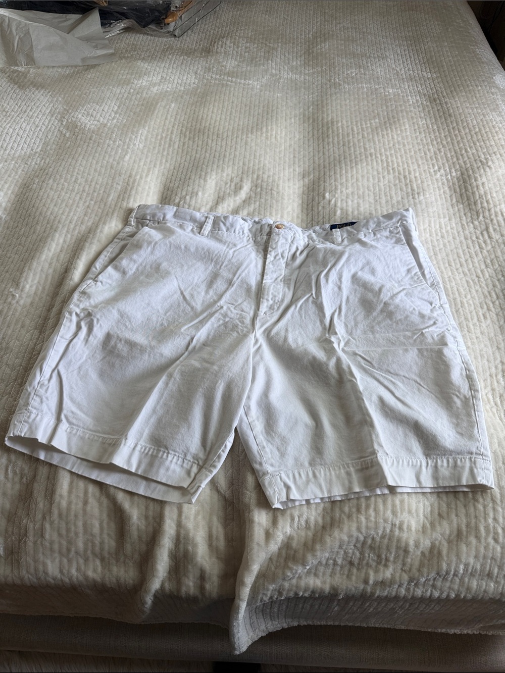 Polo by Ralph Lauren White Flat-Front Cotton Shorts